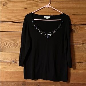 Coldwater Creek Black Top with Jewel Accents